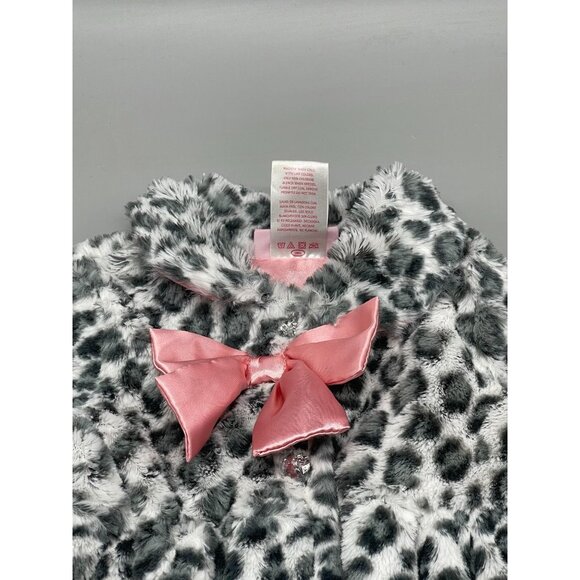 Young hearts sweater fuzzy bow diamond buttons foe fur leopard print soft READ - Picture 4 of 8